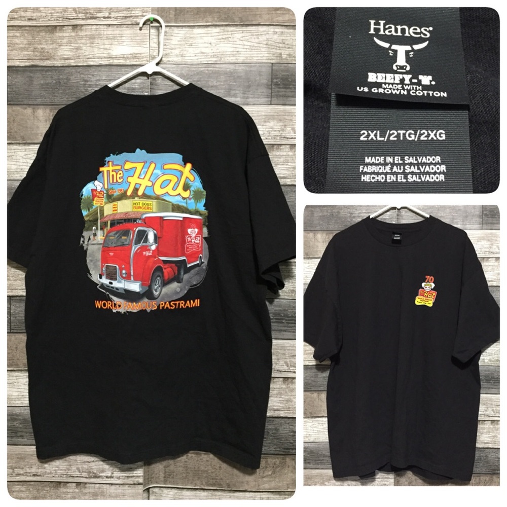 The Hat World Famous Pastrami T Shirt Men’s 2XL Black Hanes Beefy
